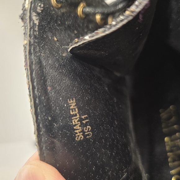 Paper Fox Black and Gold Glitter Heeled Boots - Picture 7 of 9